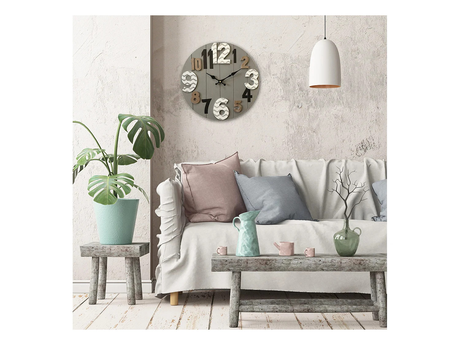 Reloj de pared Relojes Mdf Madera Moderno Gris 40x40x4,5
