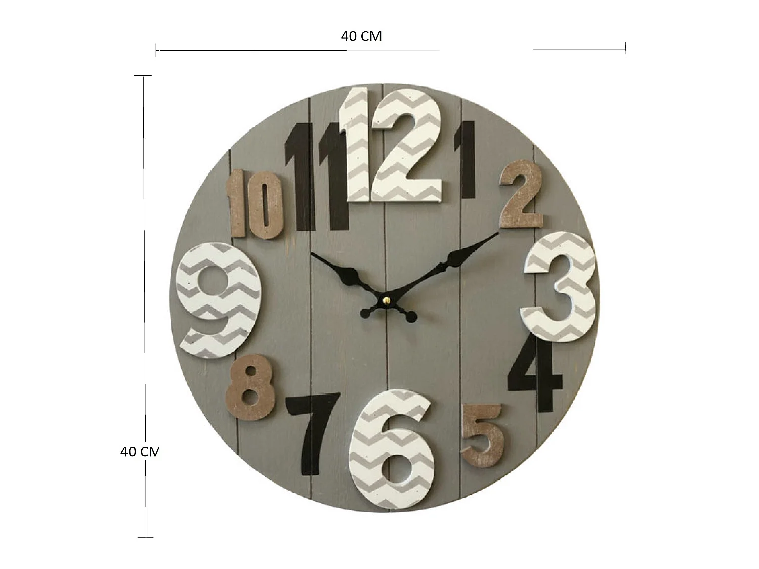 Reloj de pared Relojes Mdf Madera Moderno Gris 40x40x4,5