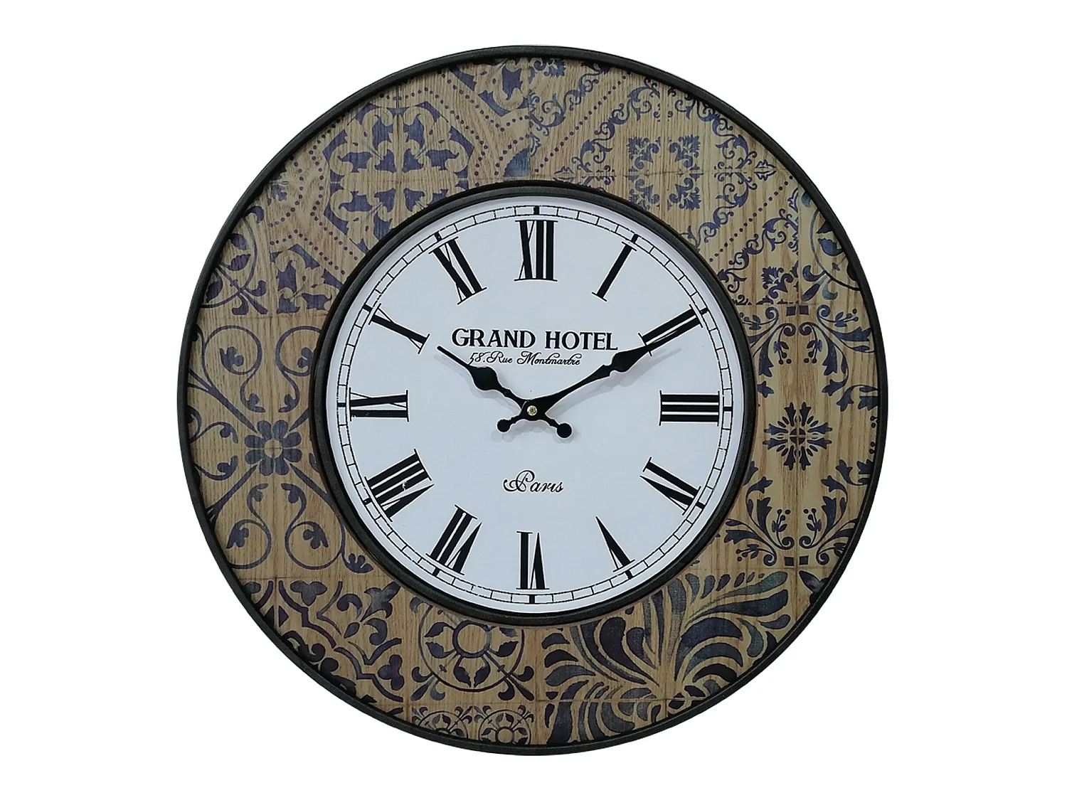 Grande Horloge Murale Blanche Bleue Mdf Metal pour Cuisine Salon
