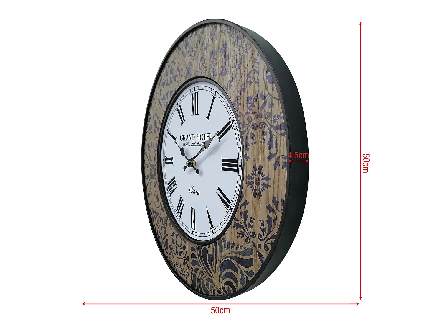 Grande Horloge Murale Blanche Bleue Mdf Metal pour Cuisine Salon