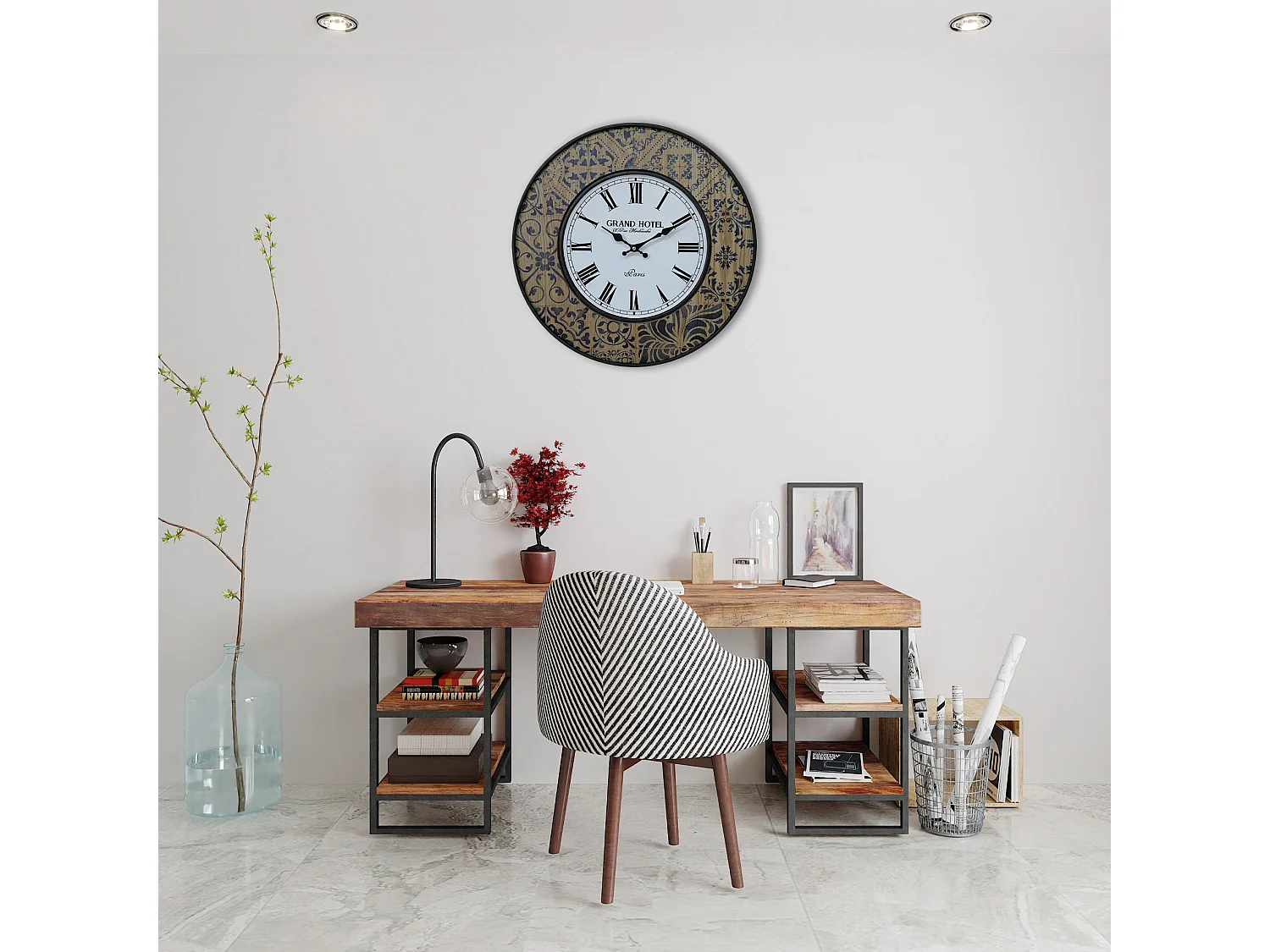 Horloge Murale De Cuisine En Métal Et Plastique, 22x19cm – Déco Salon Ou Chambre (neuve)