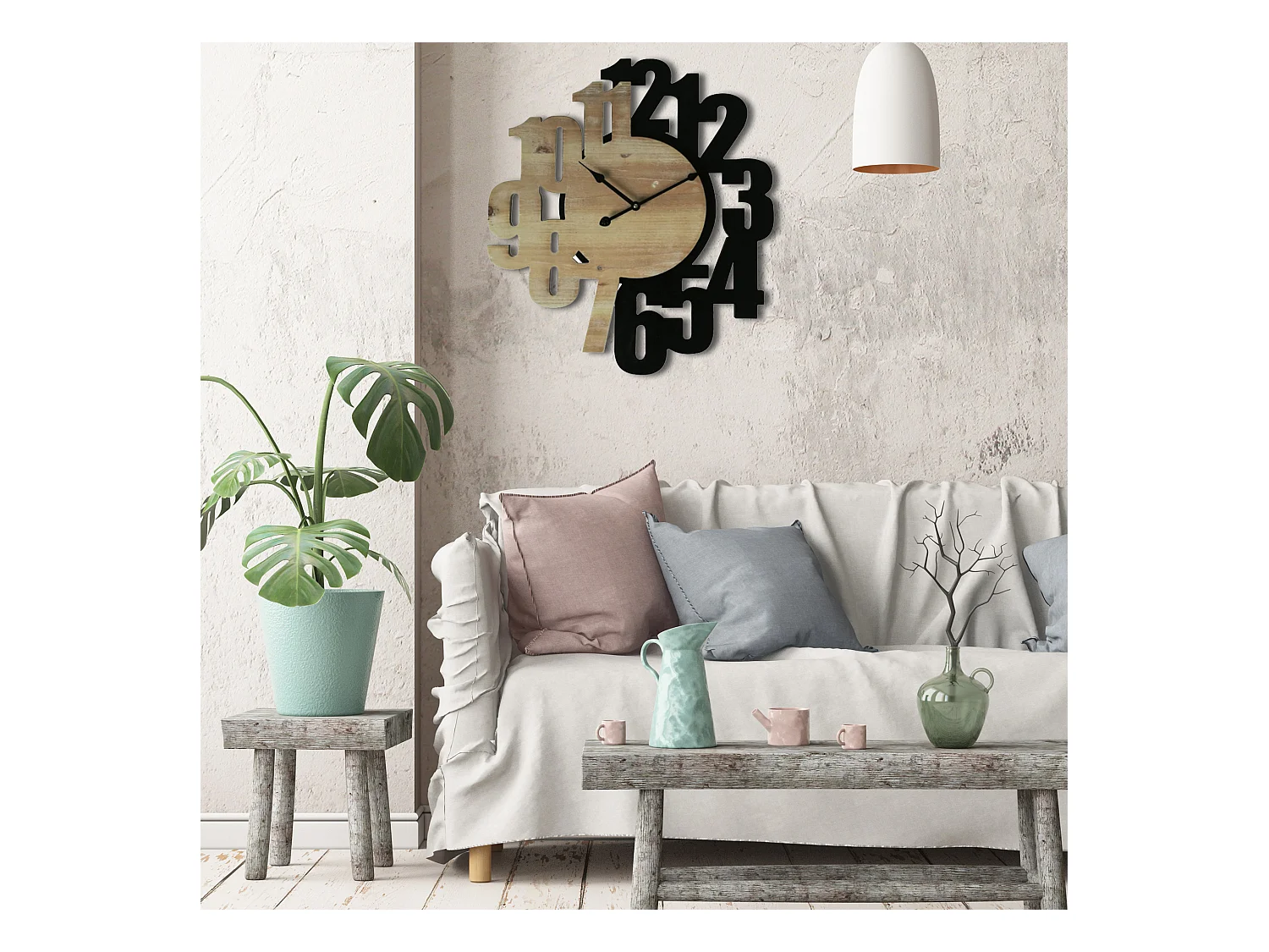 Orologio Intagliato Orologi A Muro Mdf Marrone Nero 56,5x4,5x50