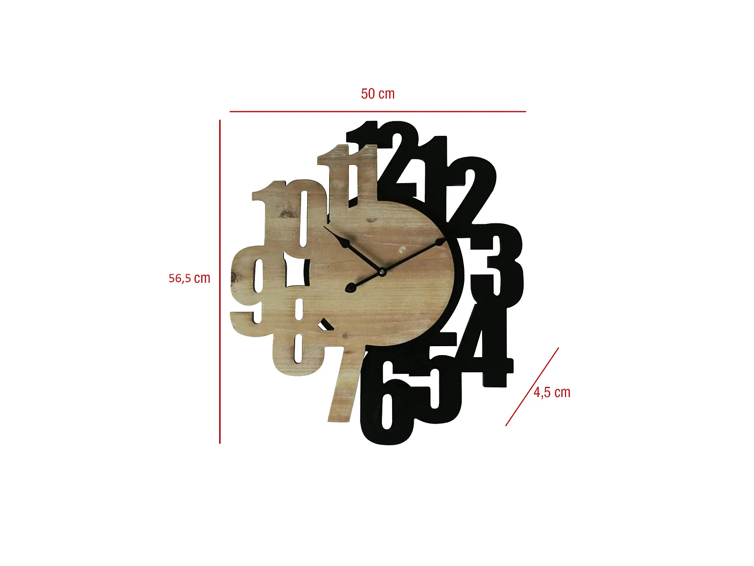 Orologio Intagliato Orologi A Muro Mdf Marrone Nero 56,5x4,5x50