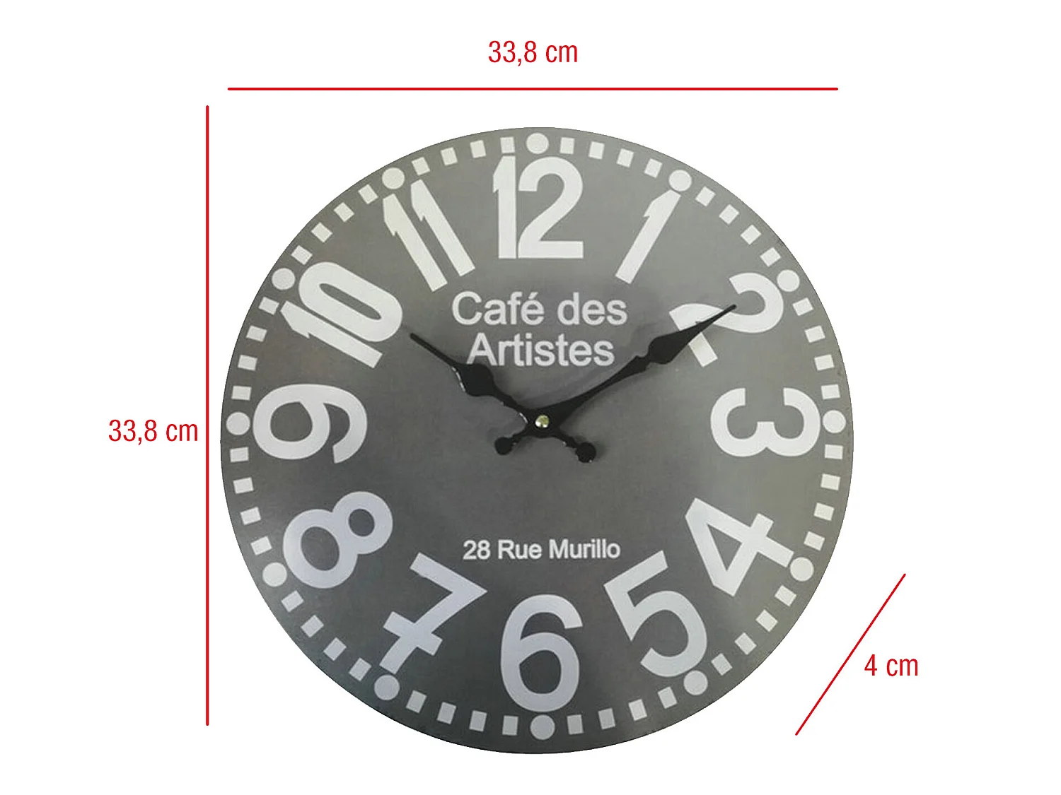 Orologio Parete Orologi Moderni Grigio Tondo Mdf Sala 33,8x33,8x4