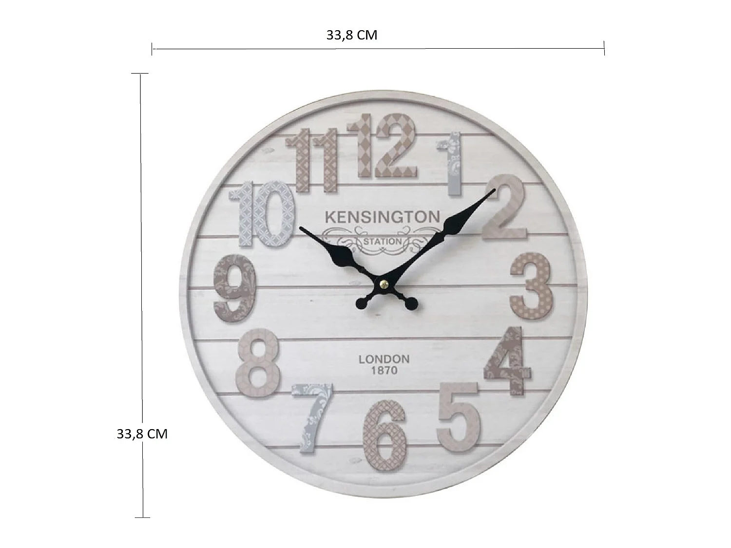 Orologio A Muro Da Arredo Mdf Bianco Sala Cucina 33,8x33,8x4
