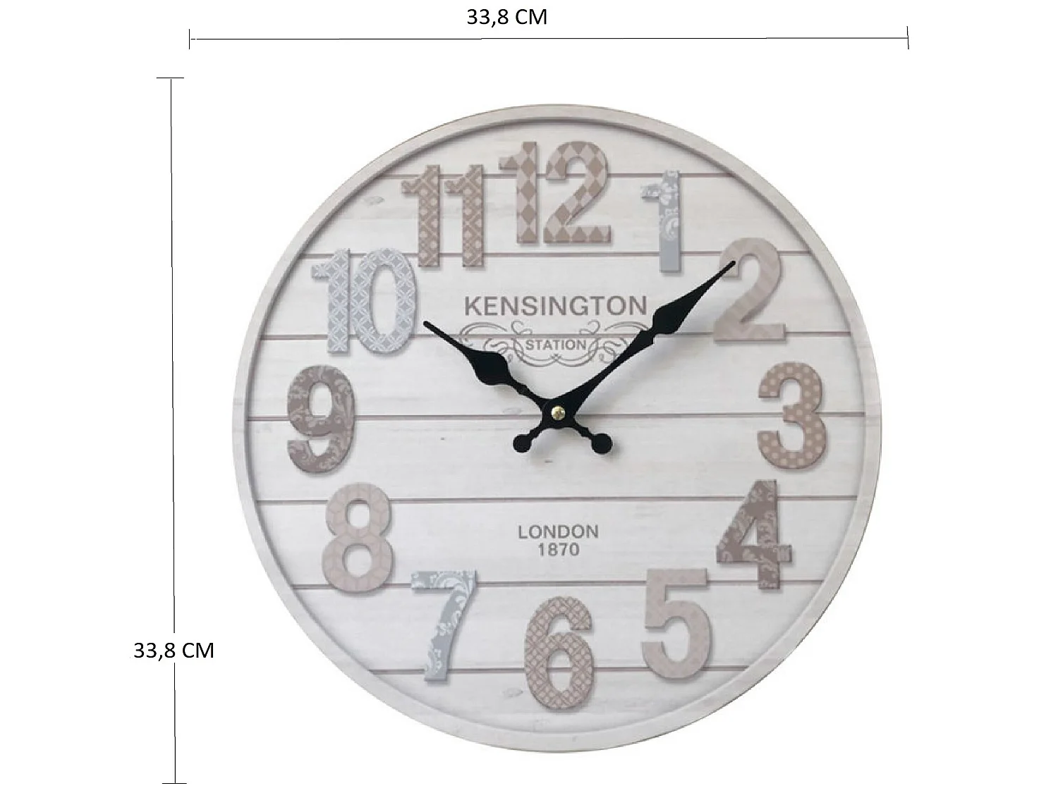 Horloge Murale Mdf Blanc Séjour Cuisine 33.8x33.8x4