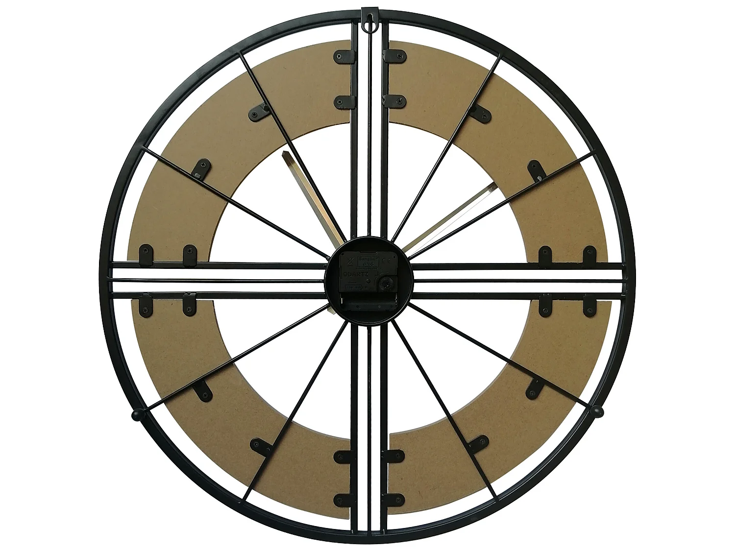 Reloj de Pared Decorativo Redondo Mdf Metal Negro Marrón 50 cm