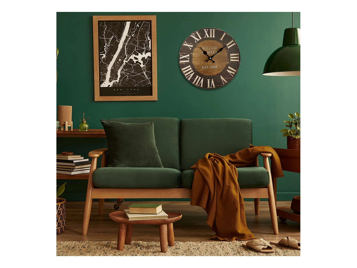 Horloge De Salon Horloge Murale Bois Industrielle 33,8x33,8x4