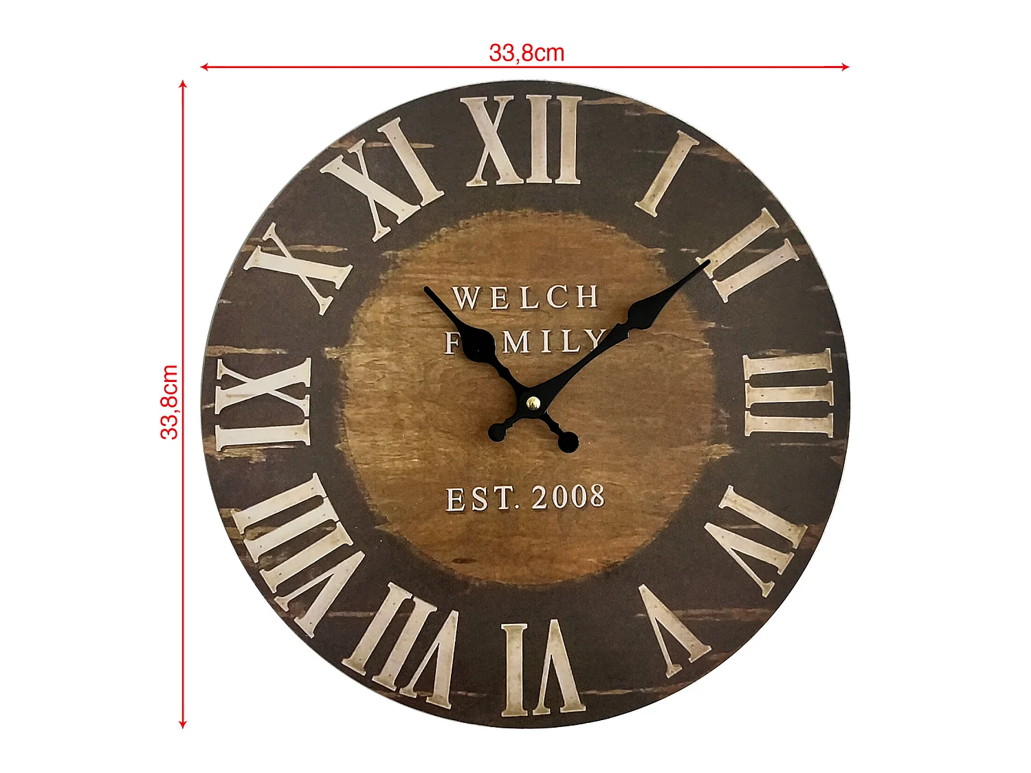Horloge De Salon Horloge Murale Bois Industrielle 33,8x33,8x4