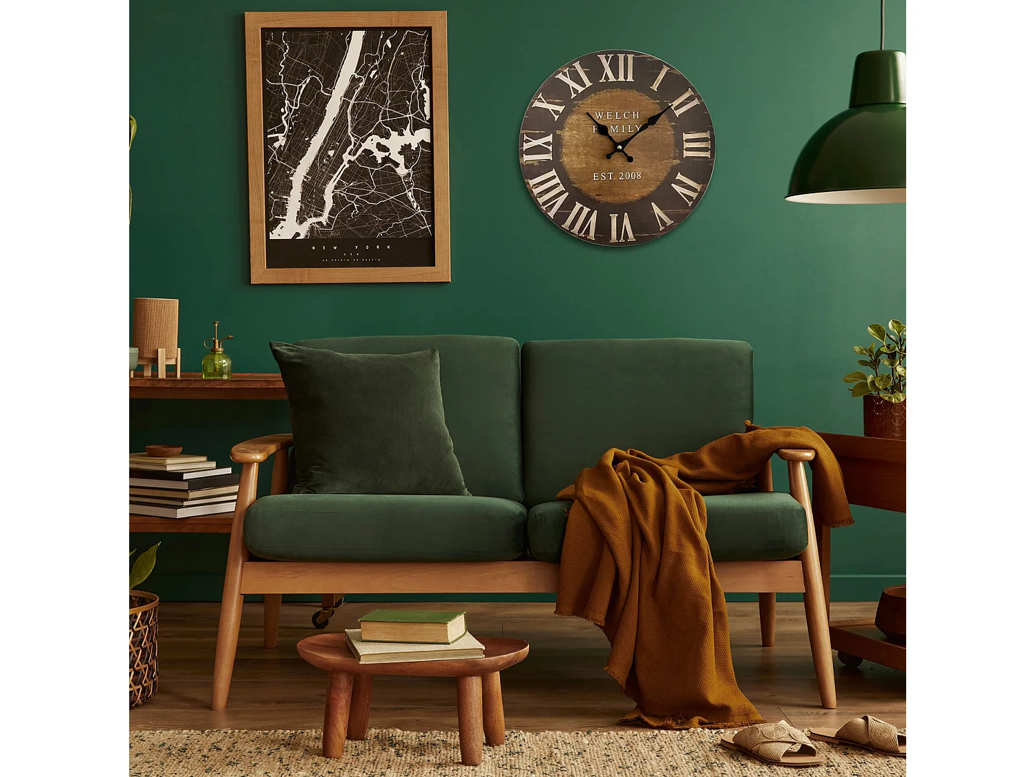 Horloge De Salon Horloge Murale Bois Industrielle 33,8x33,8x4