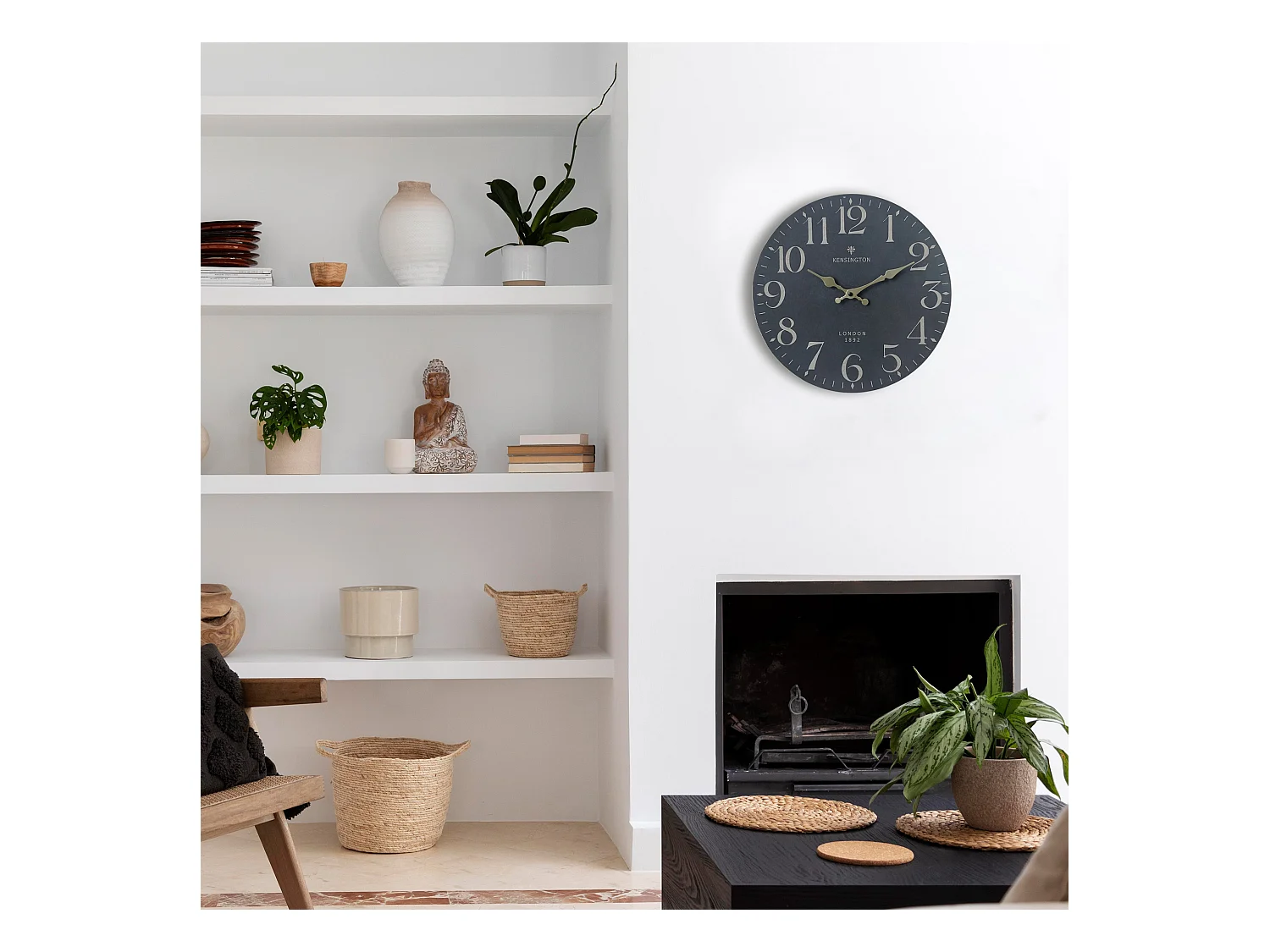 Horloge Suspendue Vintage Noir Jaune Mdf Style Classique Idée Cadeau