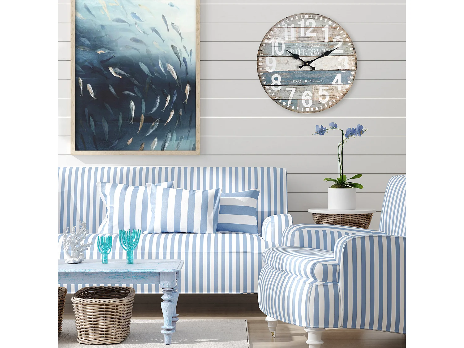 Pendules Horloge Murales Vintage Shabby 33,8x33,8x4