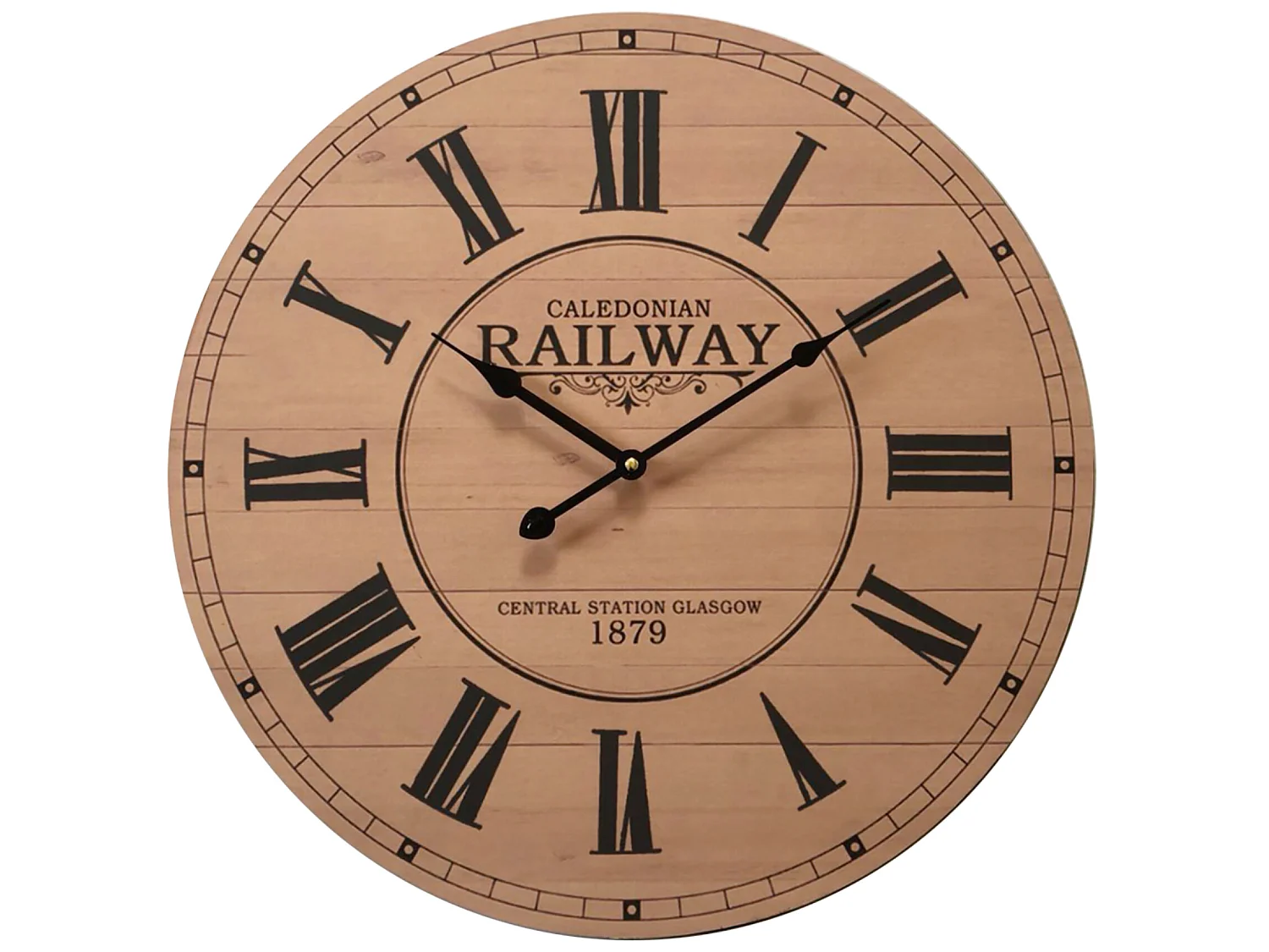 Horloge Murale Mdf Marron Noir Vintage Salon 50x50x4,5