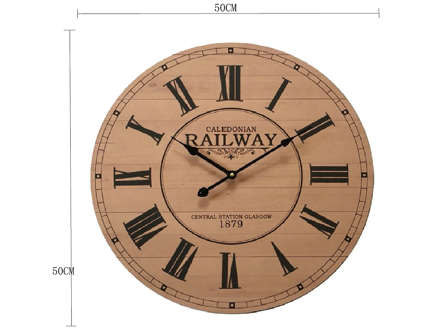 Horloge Murale Mdf Marron Noir Vintage Salon 50x50x4,5