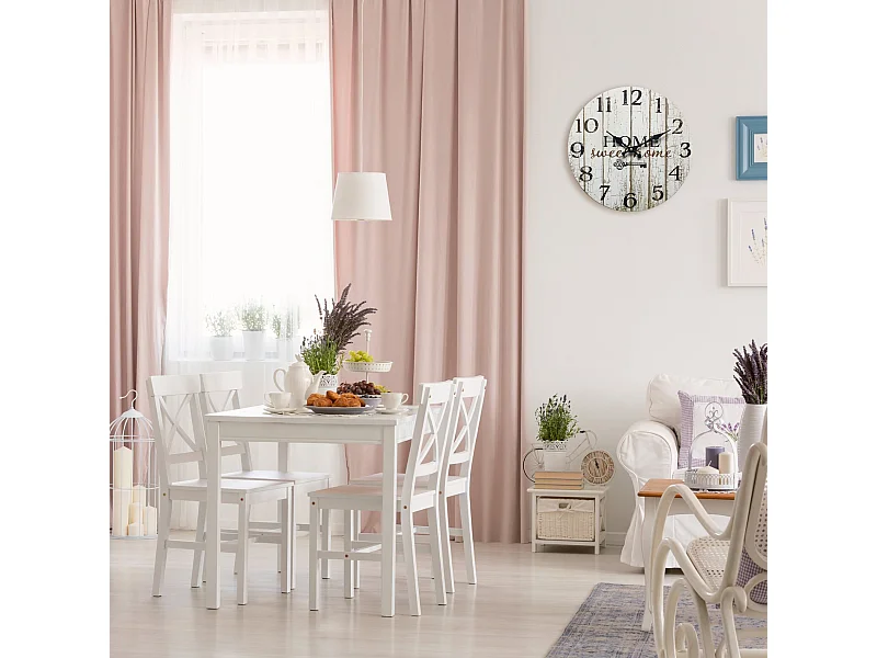 Orologio Da Parete Decorazione Legno Bianco Shabby 33,8x33,8x4