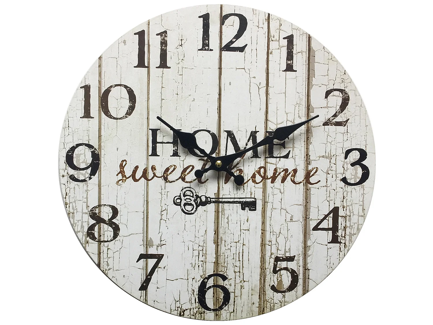 Pendules Horloge Murales Bois Blanc Shabby Décor 33,8x33,8x4
