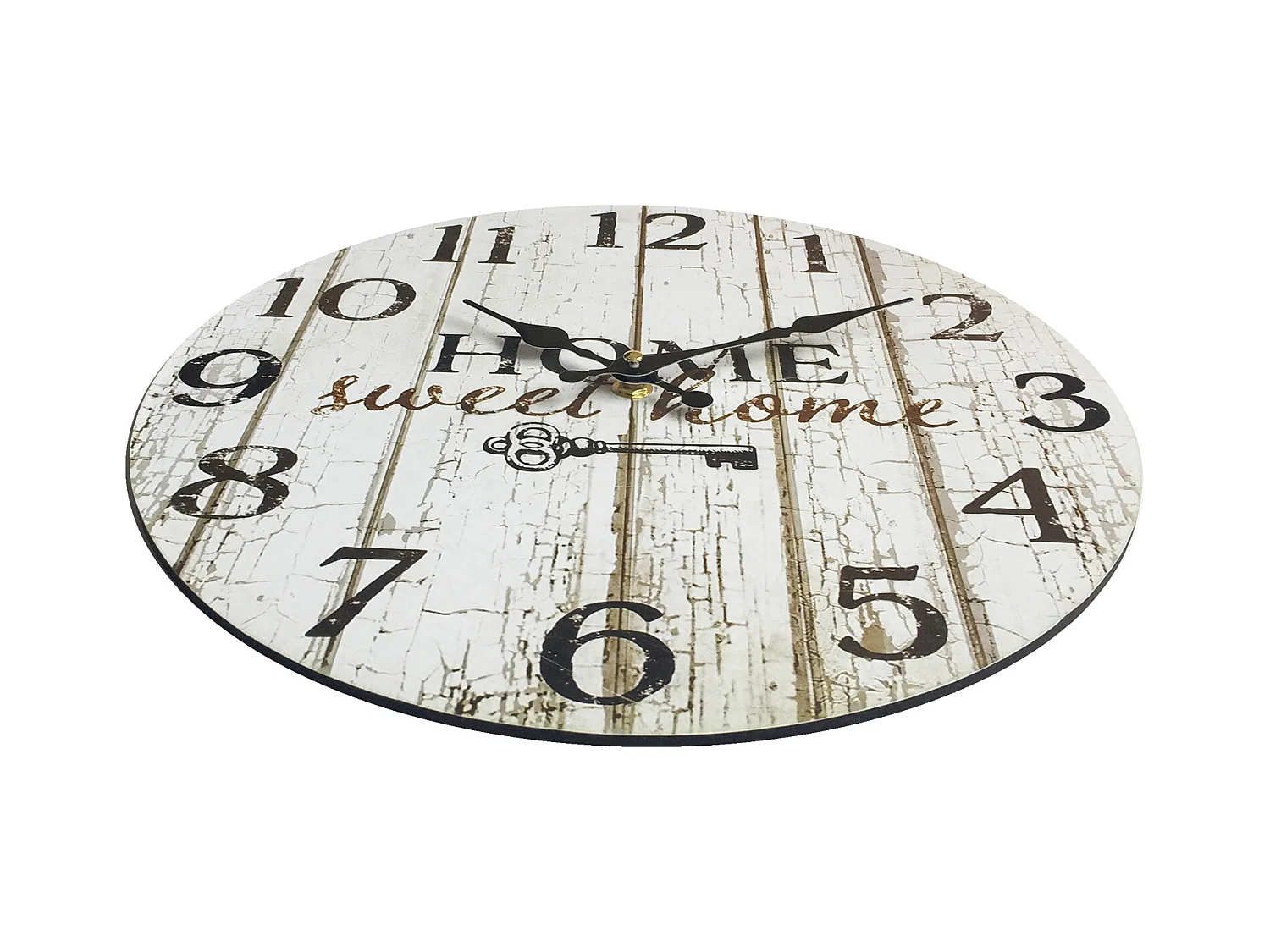 Pendules Horloge Murales Bois Blanc Shabby Décor 33,8x33,8x4
