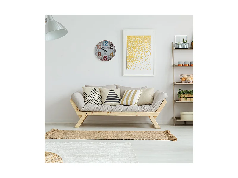 Horloge Suspendue Blanc Chiffres Colorés Mdf pour Salon Cuisine