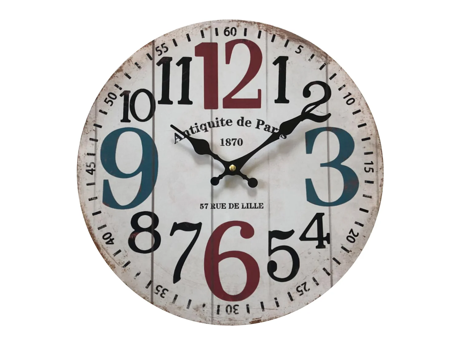 Relógio de parede Redondo Mdf Branco Shabby Sala de estar 33.8x33.8x4