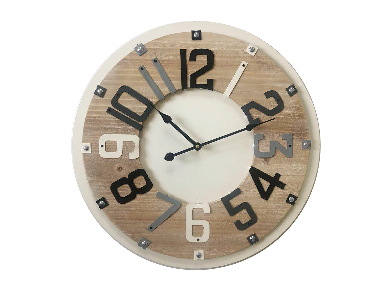 Orologio Arredo Rotondo Beige Legno Industrial 50x50x4,5