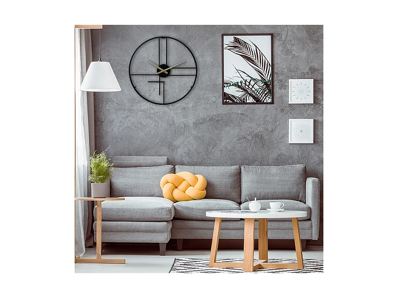 Horloge Murale Moderne Noir Jaune Métal Minimal pour Maison Bureau