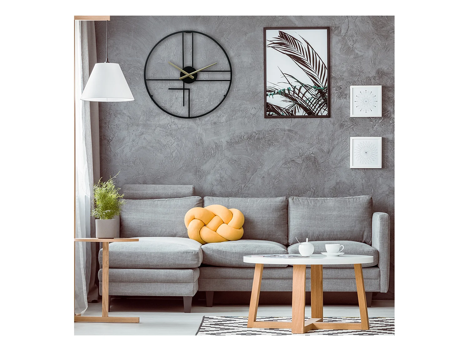 Horloge Murale Moderne Noir Jaune Métal Minimal pour Maison Bureau