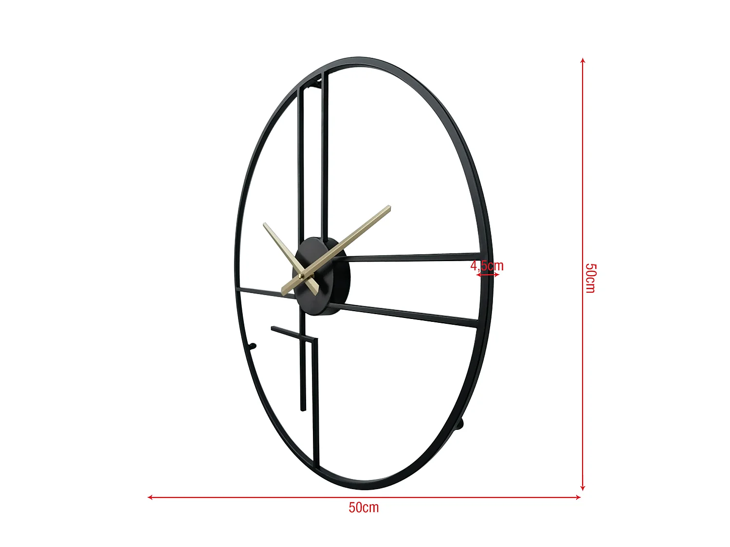 Horloge Murale Moderne Noir Jaune Métal Minimal pour Maison Bureau