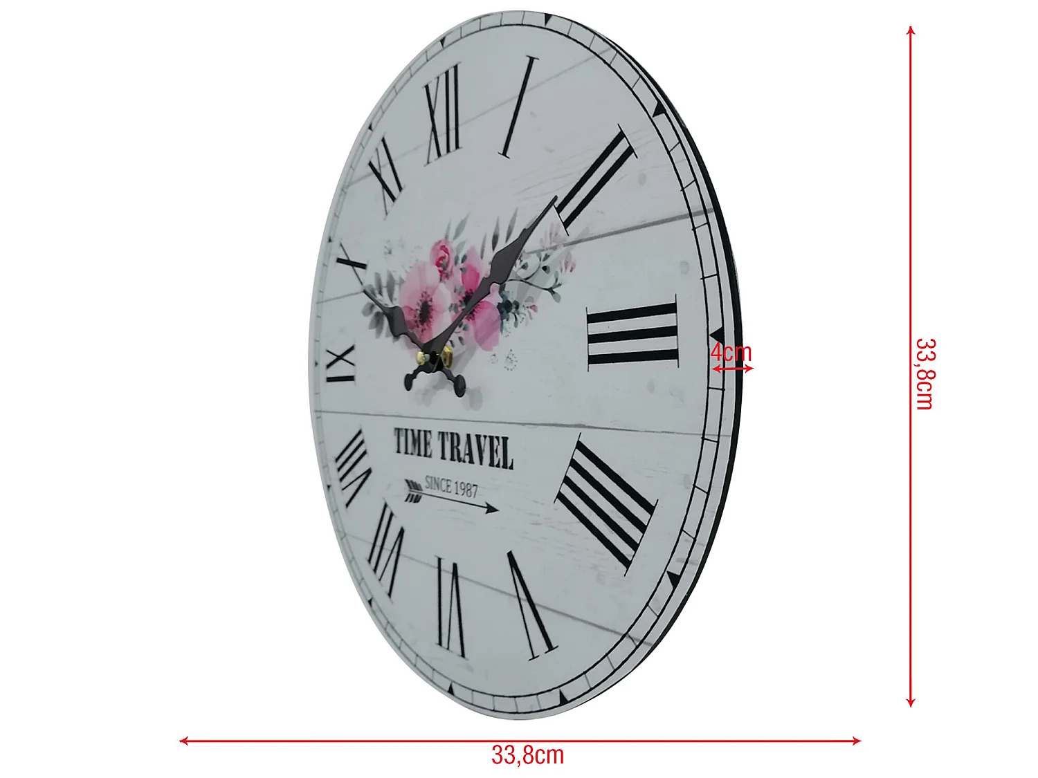 Horloge Murale Shabby Mdf Blanc Thčme Floral pour Salon Cuisine