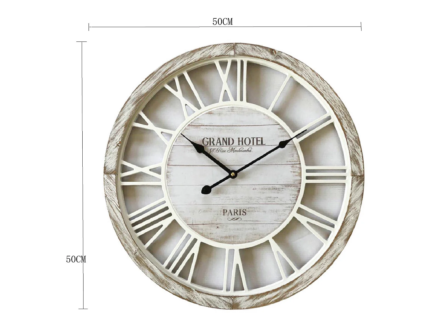 Relógio de Parede de Madeira Branca 50x50x4,5