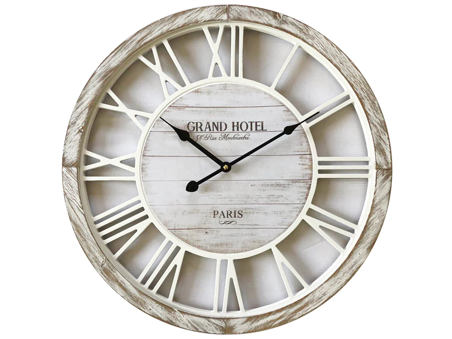 Horloge Salon Horloge Murale Shabby Vintage Bois Blanc 50x50x4,5