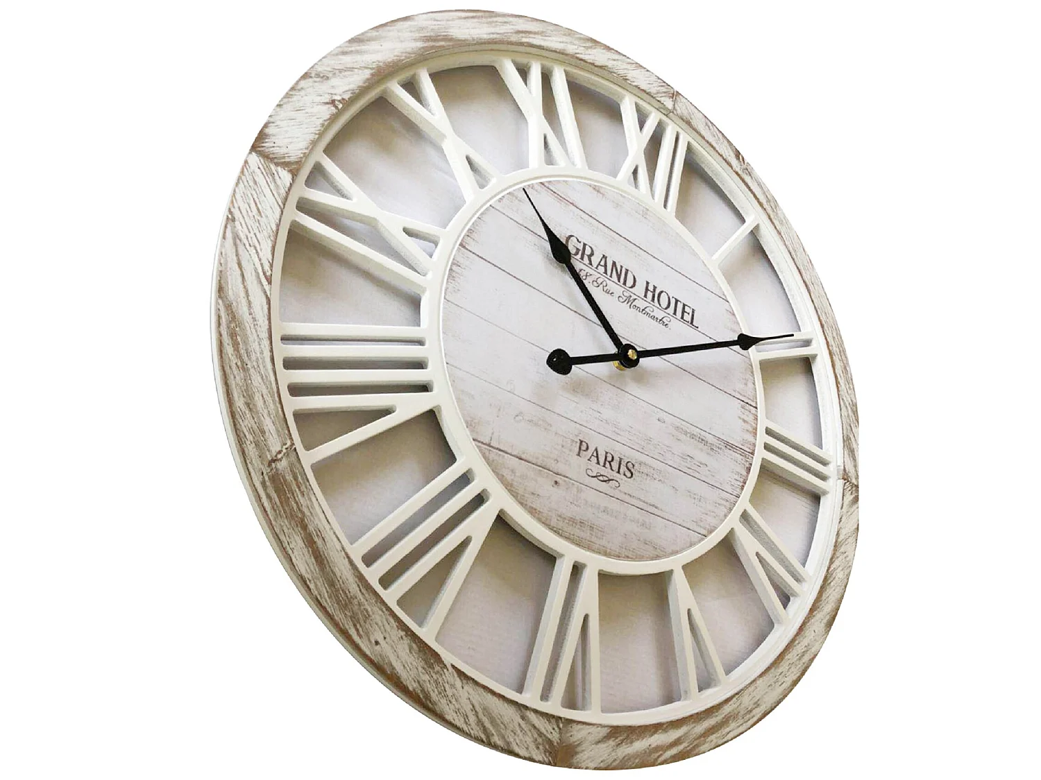 Horloge Salon Horloge Murale Shabby Vintage Bois Blanc 50x50x4,5