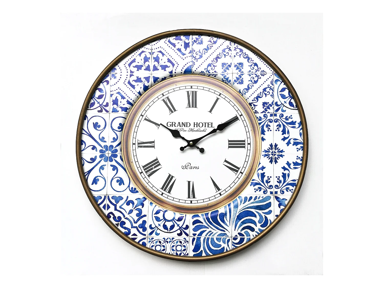 Orologio Decorativo Metallo Bianco Blu Analogico 50x50x4,5
