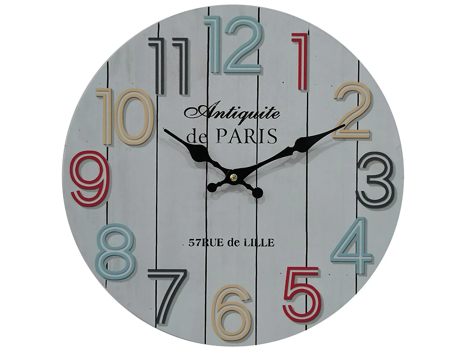 Relógio de Parede Decorativos Números Coloridos Brancos Relógio Analógico Mdf