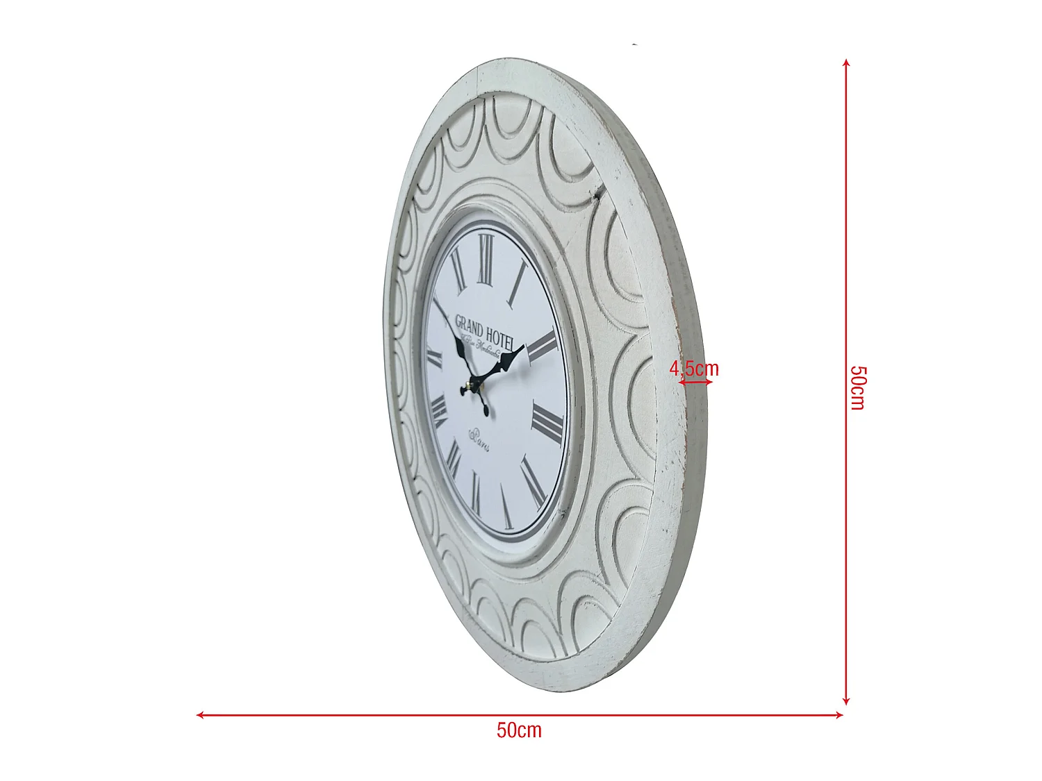 Orologio a Muro Grande Orologi Shabby Mdf Bianco per Cucina Salotto