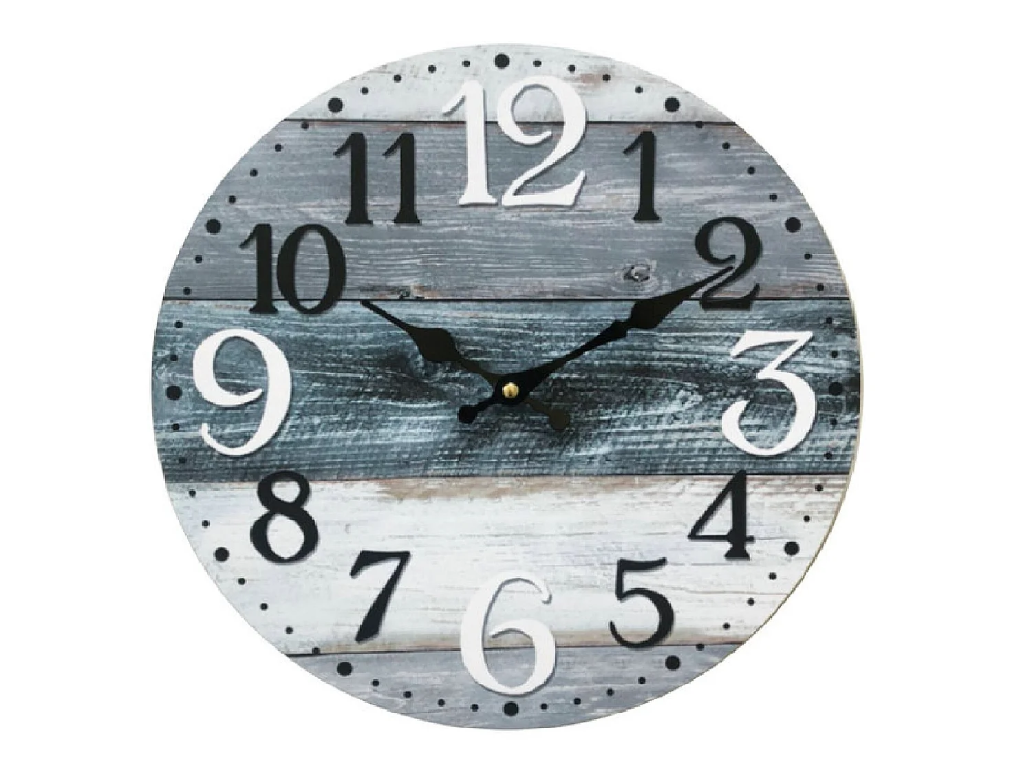 Orologio A Muro Bianco Grigio Blu Mdf Shabby Tondo 33,8x33,8x4