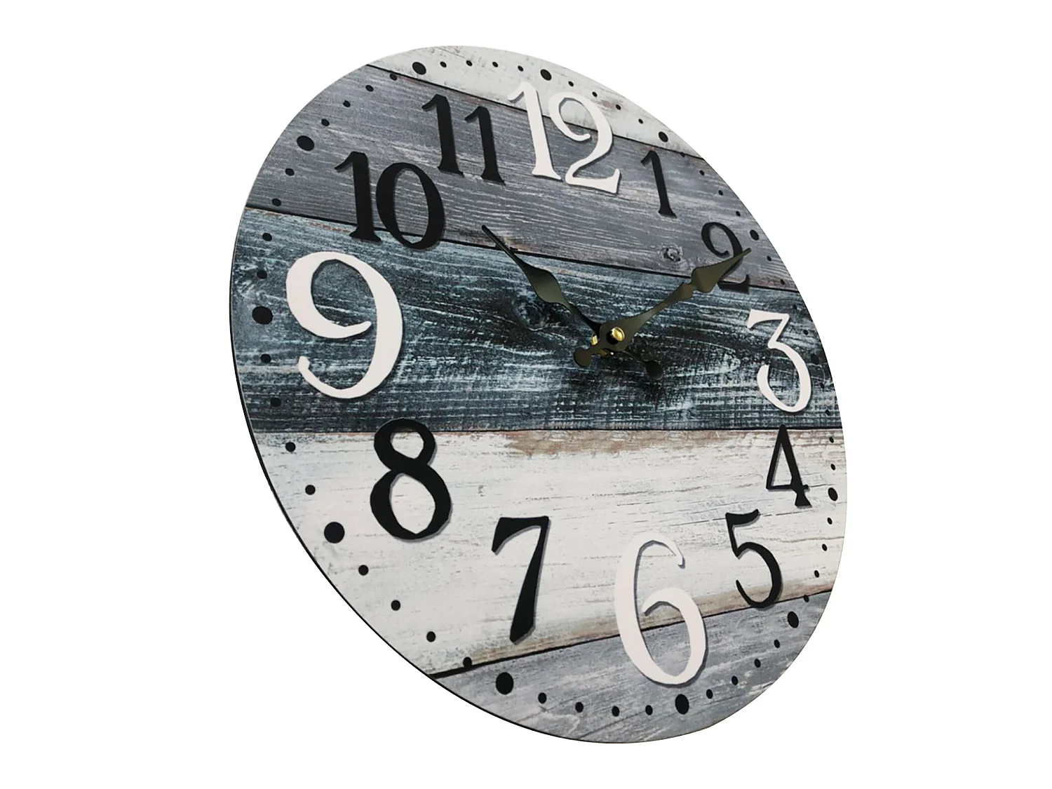 Orologio A Muro Bianco Grigio Blu Mdf Shabby Tondo 33,8x33,8x4