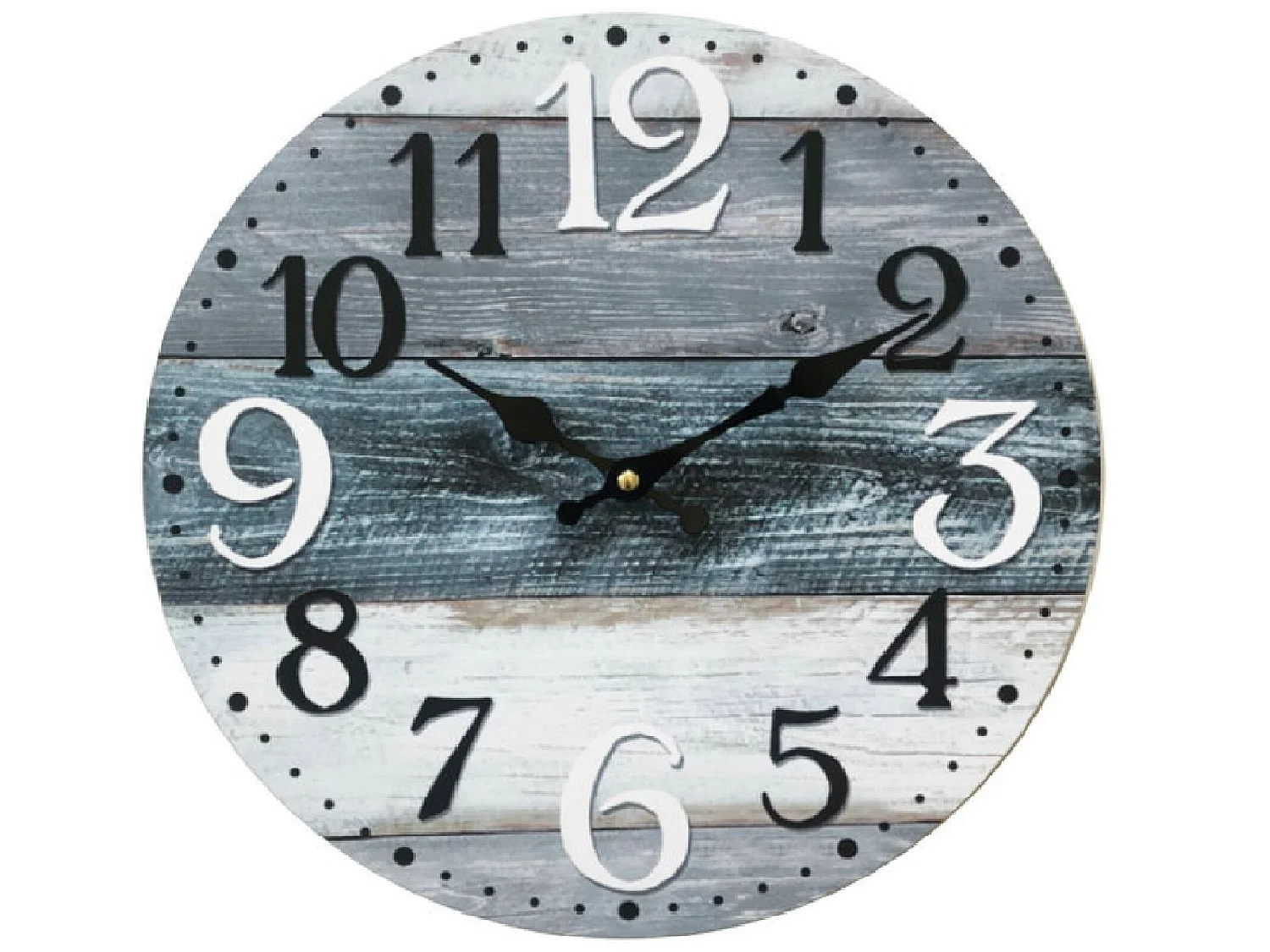 Horloge Murale Blanc Gris Bleu Mdf Shabby Rond 33,8x33,8x4