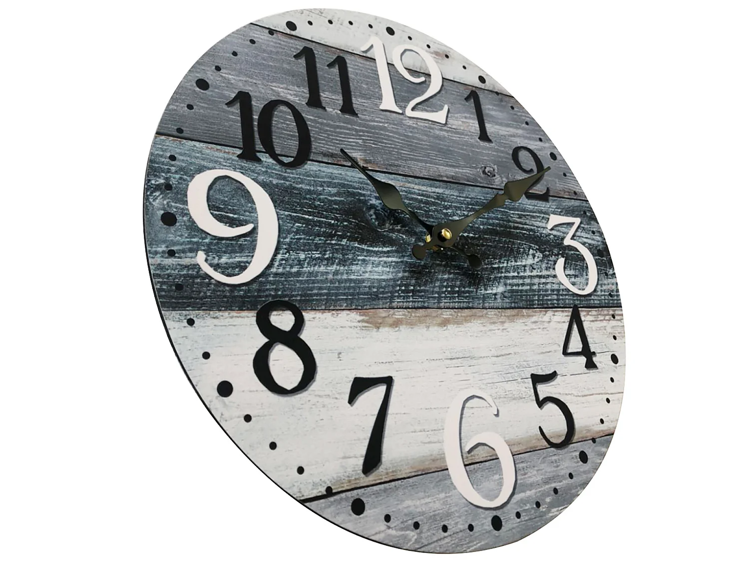 Horloge Murale Blanc Gris Bleu Mdf Shabby Rond 33,8x33,8x4