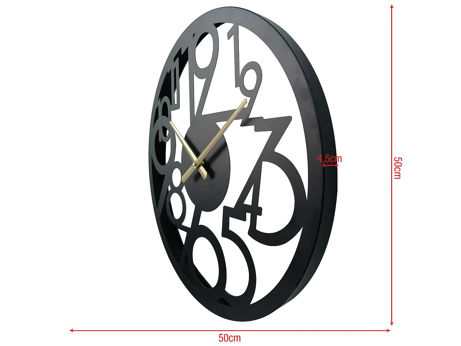 Horloge Suspendue Horloges Modernes en Métal Noir Grands Chiffres