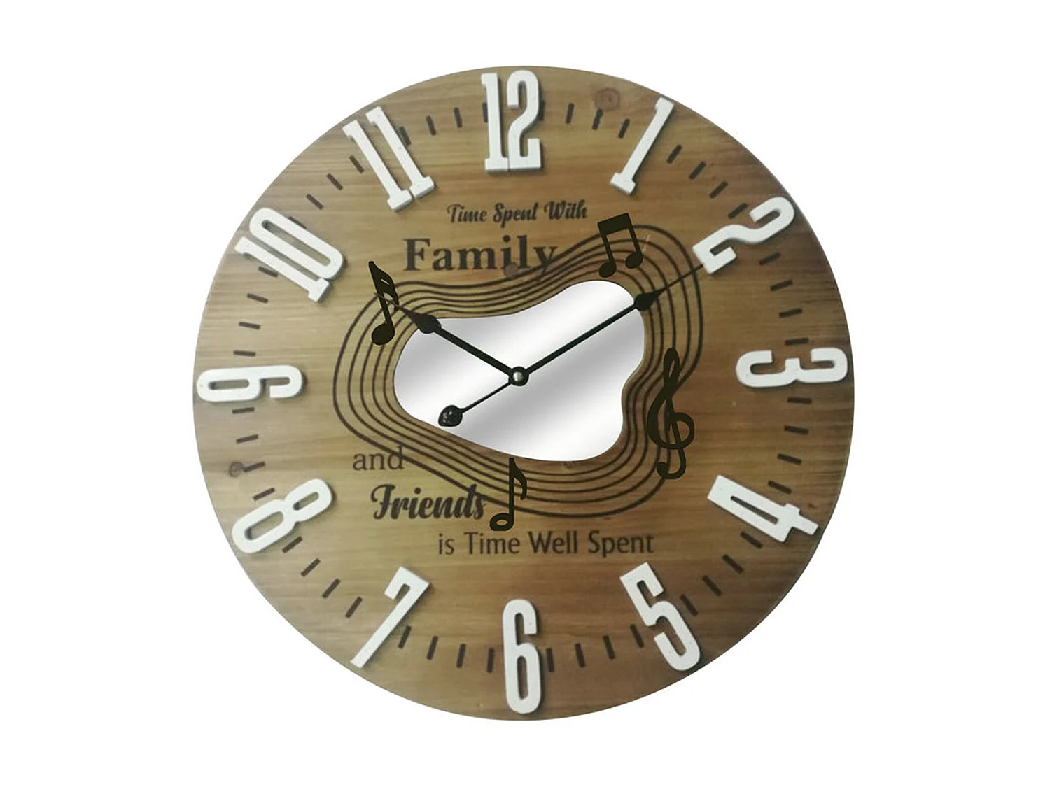 Reloj Para Colgar Marron Blanco Mdf Friends Family Cuarto Sala 50x50x4,5
