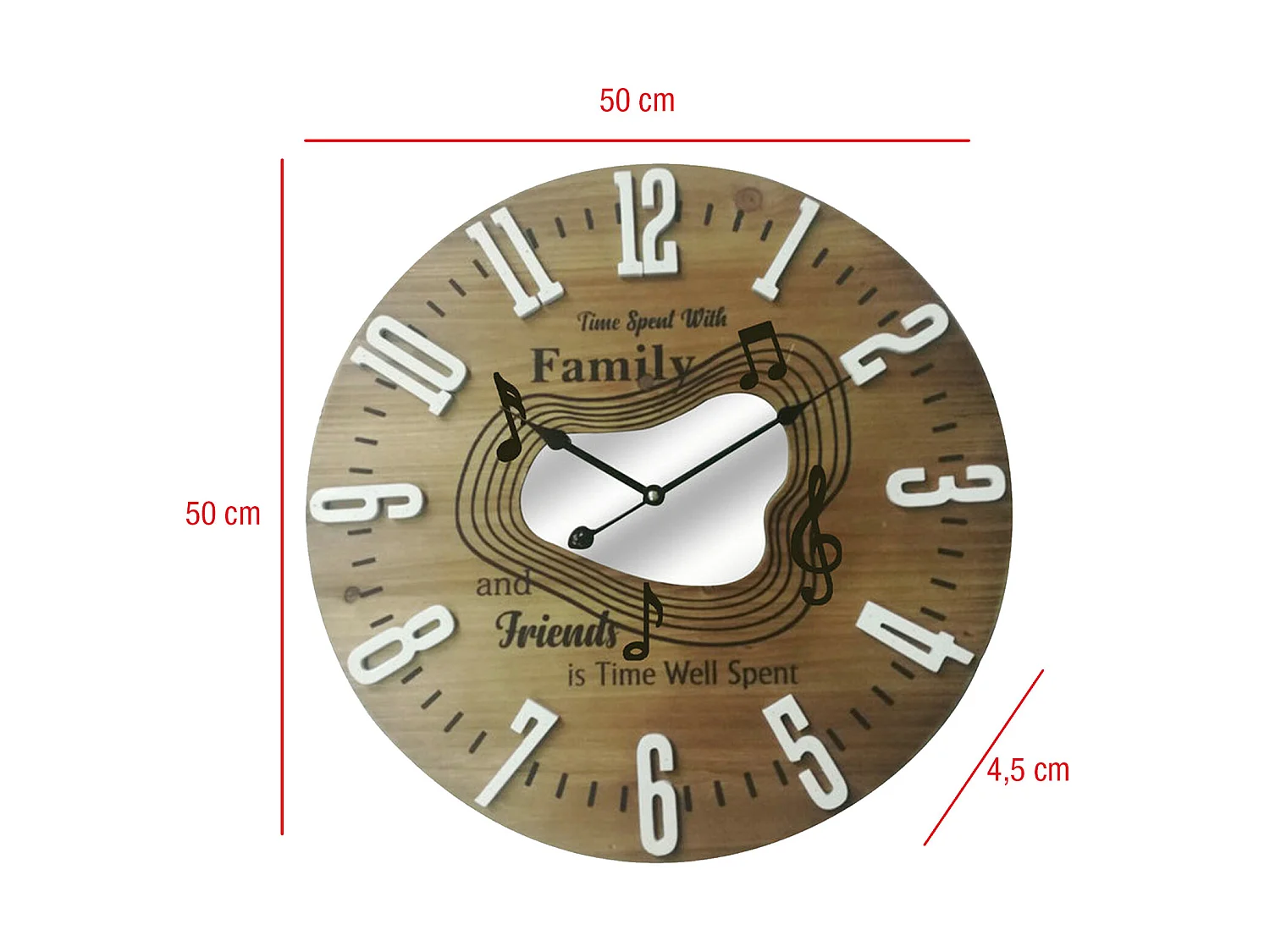 Reloj Para Colgar Marron Blanco Mdf Friends Family Cuarto Sala 50x50x4,5