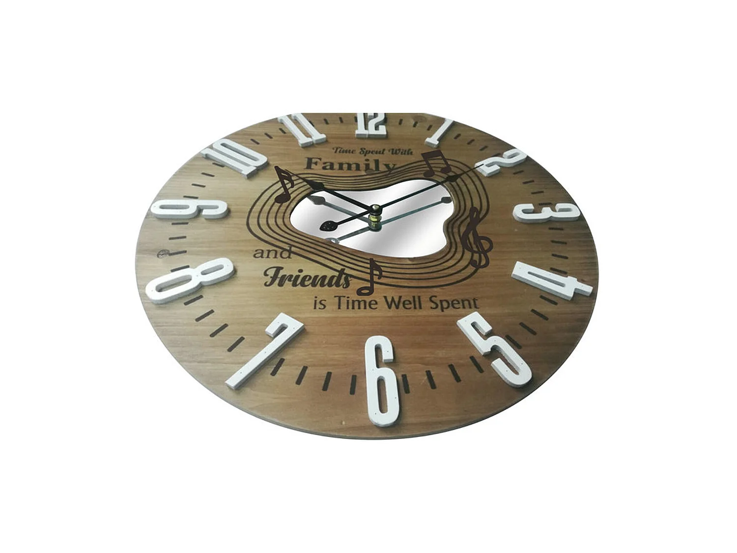 Reloj Para Colgar Marron Blanco Mdf Friends Family Cuarto Sala 50x50x4,5