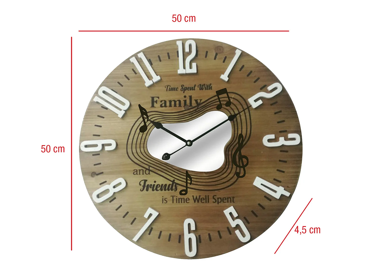 Horloge Murale Grande Mdf Style Friends Family Moderne 50x50x4,5