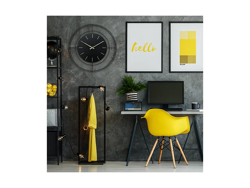 Grande Horloge Murale Analogique en Métal Noir 50 cm