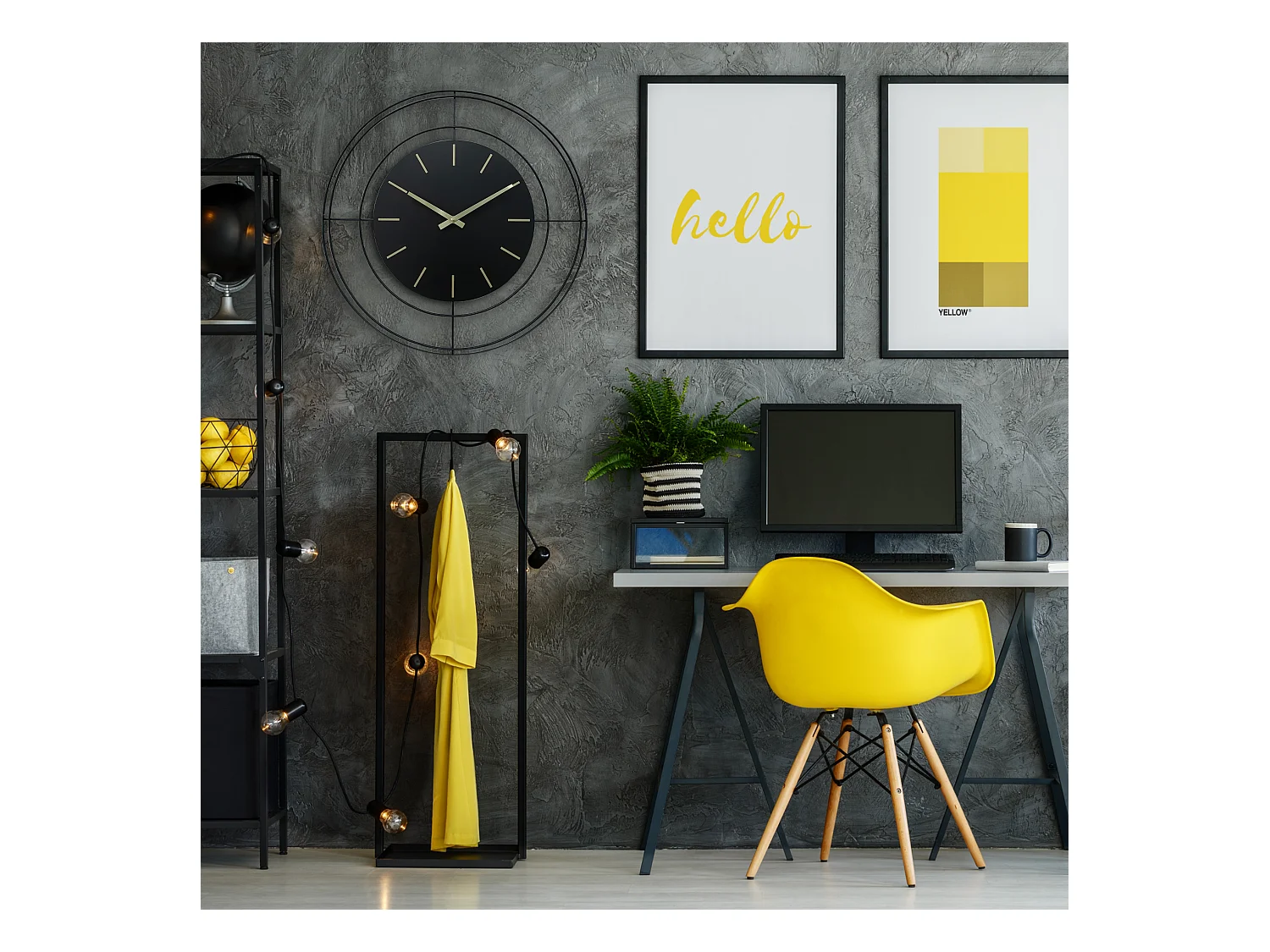 Grande Horloge Murale Analogique en Métal Noir 50 cm