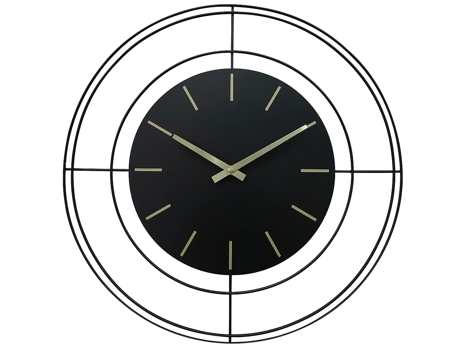 Grande Horloge Murale Analogique en Métal Noir 50 cm