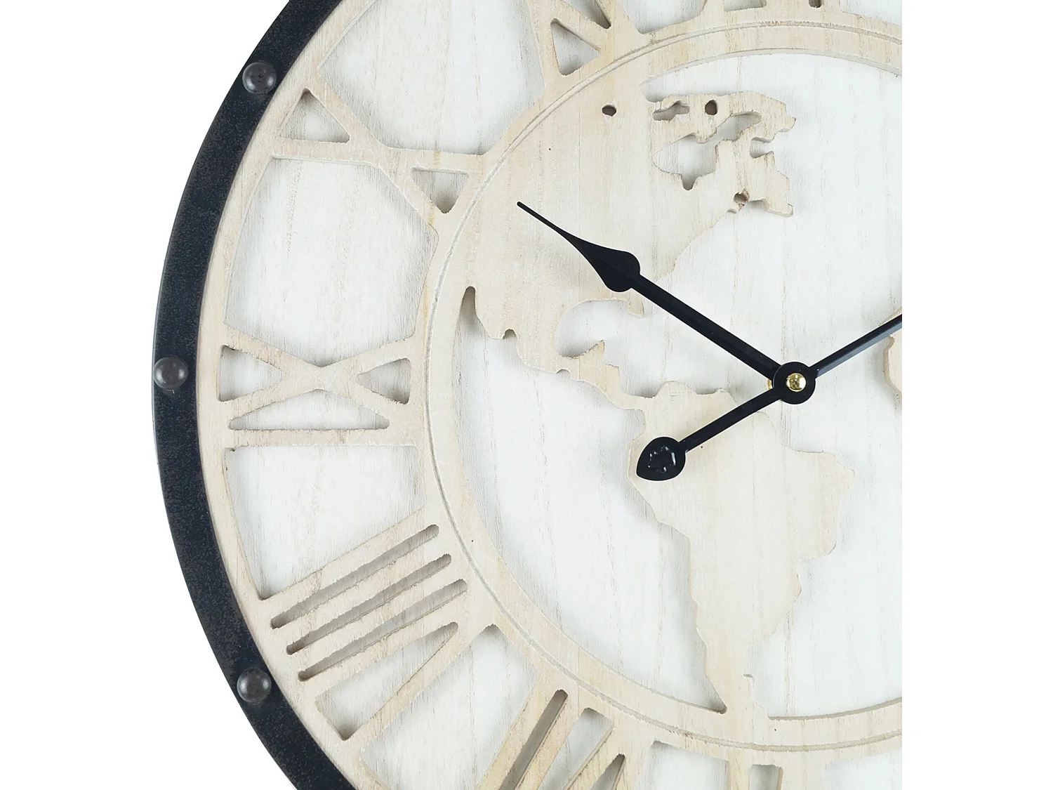 Grande Horloge Murale Monde Rétro Noir Blanc Chiffres Romaine 50 Cm