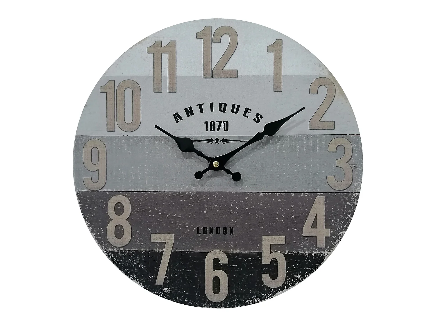 Reloj de Pared Shabby Relojes Vintage Gris Negro Marrón Mdf
