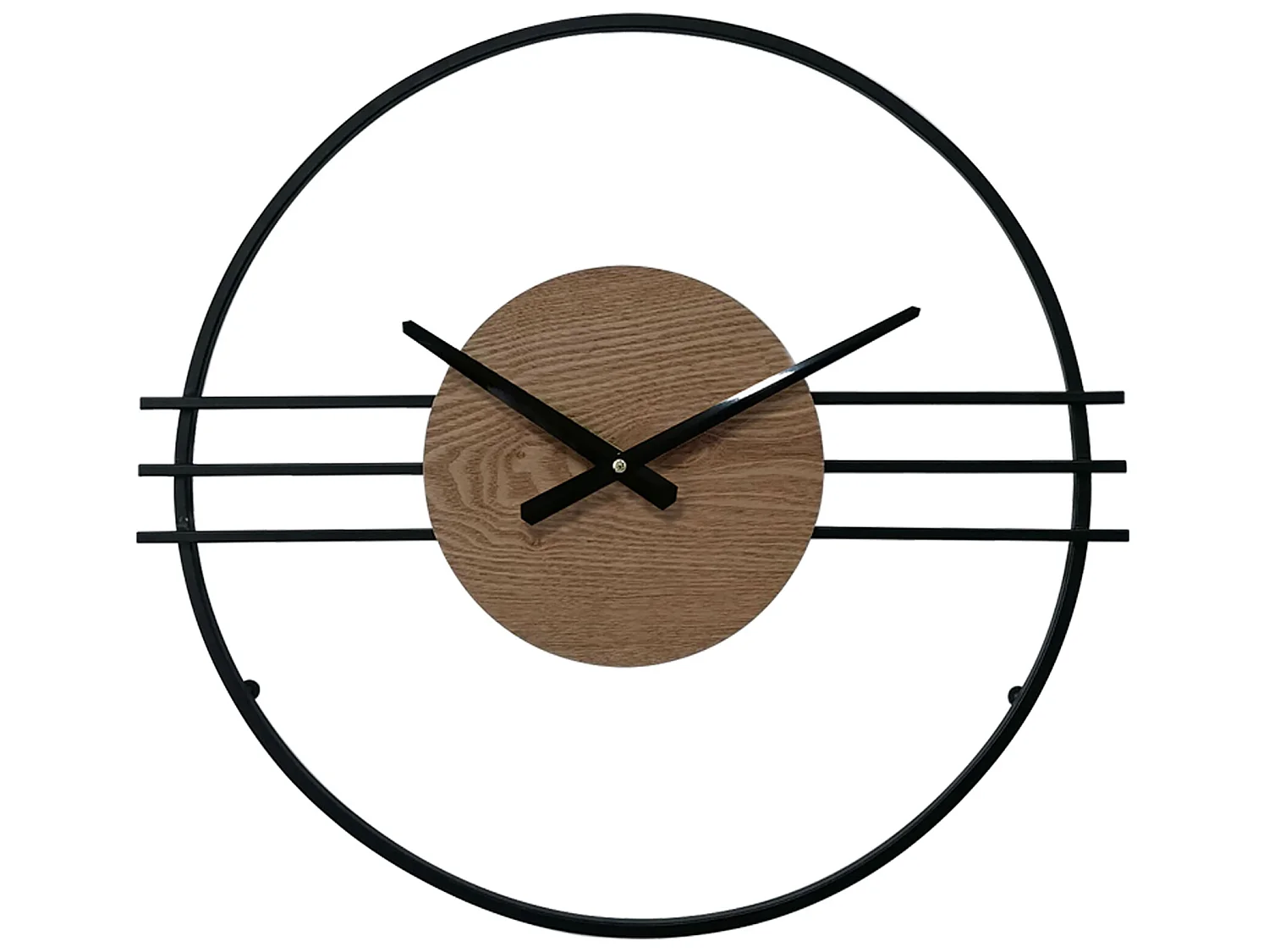 Horloge Murale Design Moderne Mdf Métal Noir Brun 50 cm