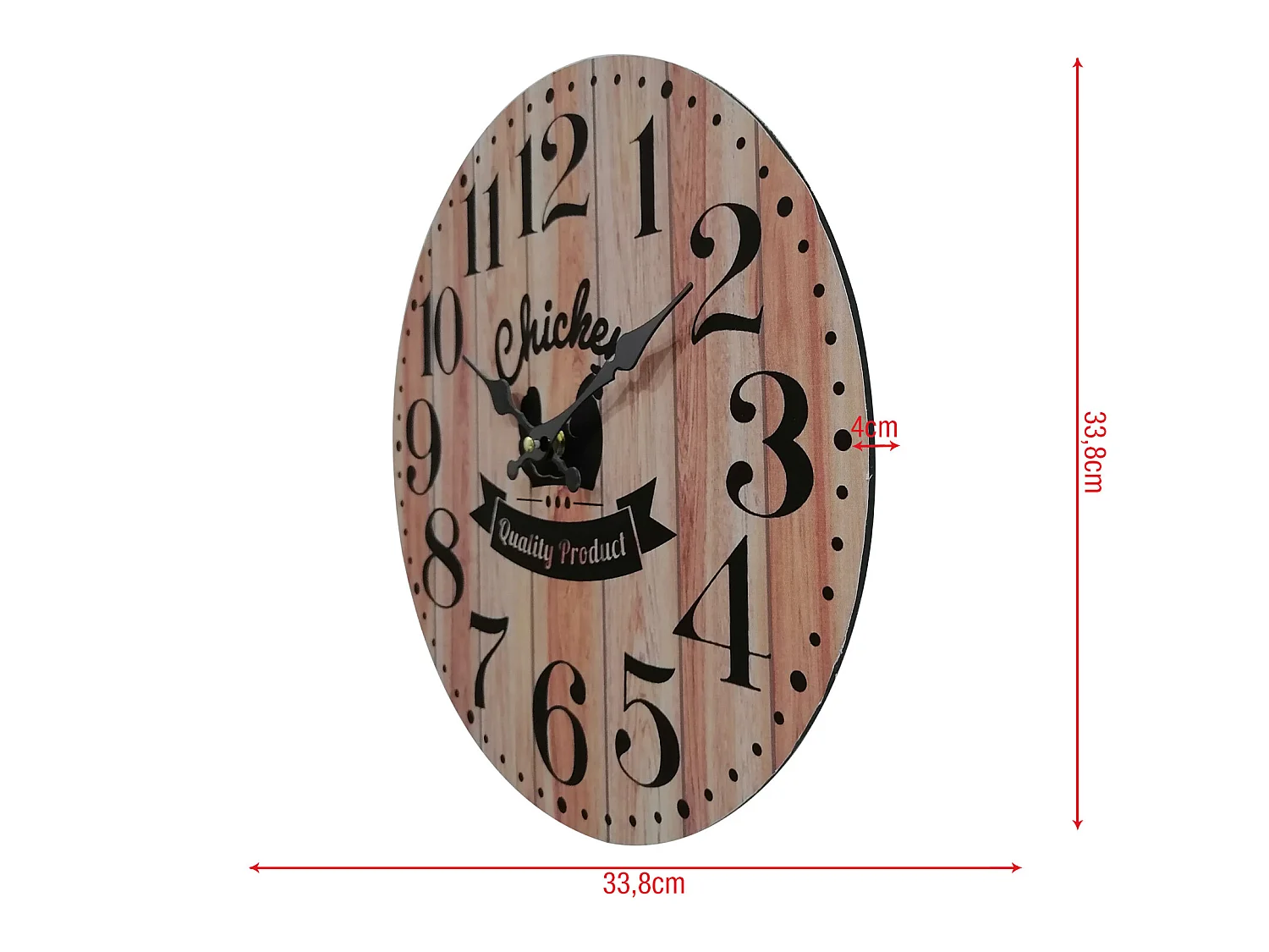 Horloge Murale de Cuisine Style Vintage Mdf Brun Noir Idée Cadeau